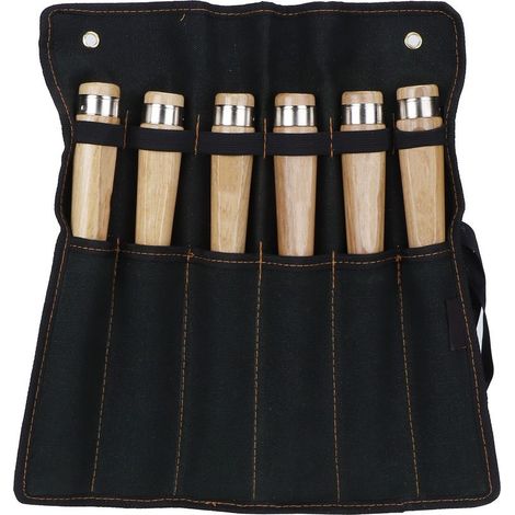 Ensemble d'outils de ciseau à bois, Kit de couteaux à découper le bois avec sac pour charpentier (1/4)