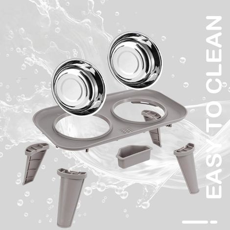 Gamelle ergonomique surélevée avec rehausseurs en acier inoxydable pour chiens et base stable pour le soin des articulations, gamelle surélevée en ABS (1/5)