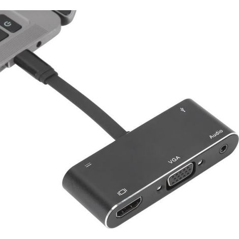 Convertisseur USB C Type C vers HDMI VGA Câble Audio Adaptateur en alliage d'aluminium Fournitures électroniques (1/4)