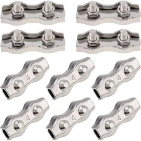 Lot de 10 colliers de serrage M4 Duplex à 2 montants, en acier inoxydable 304 pour serre-câble à double boulon de 0,3 cm de diamètre (1/5)