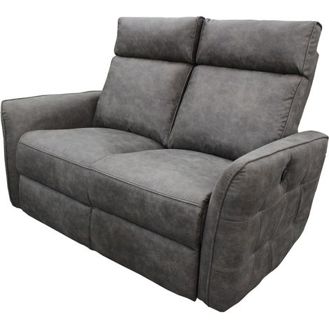 Canapé relax 2 places électrique gris anthracite – Mécanisme de relaxation silencieux – Structure en bois massif – Dimensions L. 137 x P. 93 x H. 100 cm