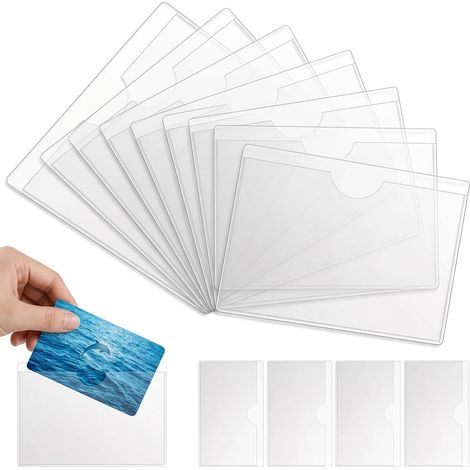 12 Pièces Pochette Autocollante Pare Brise 6 x 10 cm Porte Carte Transparent Support Carte Handicapée Pare Brise Porte Vignette (1/5)
