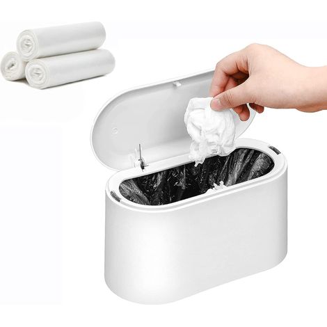 1 Mini poubelle,couvercle clic,design compact,bureau,comptoir,salle de bain (1/5)