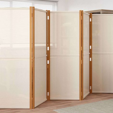 vidaXL Biombo divisor de 6 paneles blanco crema 420x180 cm (1/5)