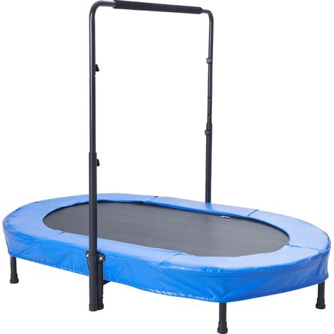Trampoline Mini Enfants 56x36 Pouces, Rebond Indoor Outdoor Pliable avec Poignée, Cadeau Anniversaire Enfants 3+ Ans, Bleu (1/5)