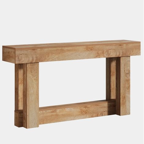 Console d'entrée longue 160 cm, table d'appoint vintage avec étagère basse, structure en bois, coloris brun, style chaleureux pour salon ou couloir – CHICFURN (1/5)