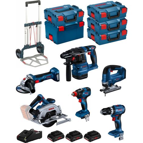 BOSCH Kit BK603 (GSB18V-45 +GDX18V-200 +GKS18V-57-2 +GST18V-125B +GBH18V-22 +GWS18V-7 + 3x4,0Ah PC +GAL18V-40 + 5xL-Boxx +caddy) (1/5)