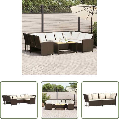 Rattan - Gartensofa mit Kissen Braun Poly Rattan (1/5)