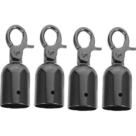 4 Pieces High Resist Fixing Bright Black Rope End Caps With Hooks Carabiner Hooks For Guide Post Safety Barriers And Queue Management (1/5)