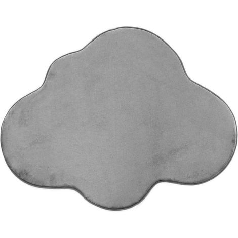 FLANELLE - Tapis forme nuage extra-doux gris 90x70 (1/4)