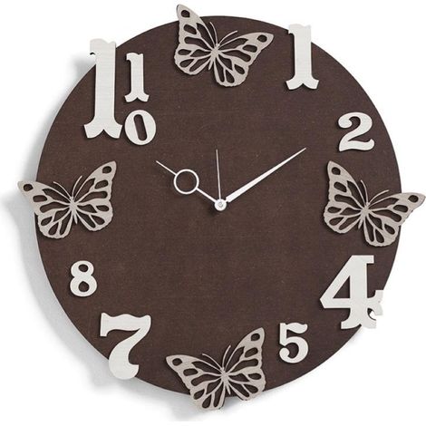 Orologio rotondo da parete in legno laminato D50 RSN - Farfalle (1/2)
