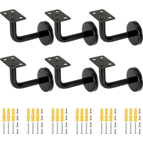 Supports de Main Courante Noir 60x80 mm, Support Rampe Escalier Intérieur/Extérieur en Acier 201, avec Vis pour Fixation Murale (1/5)