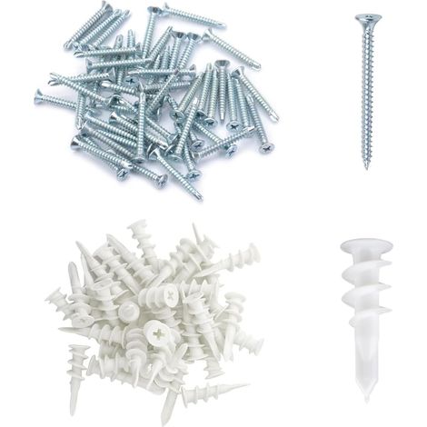 100 Stück Dämmstoffdübel, Gipskartondübel Selbstbohrender, Spiral Dübel für Dämmung, Fassadendübel Kohlenstoffstahl, Dübel Schrauben Set, Rigipswände Stein Ziegeln Beton Gipsbauplatten