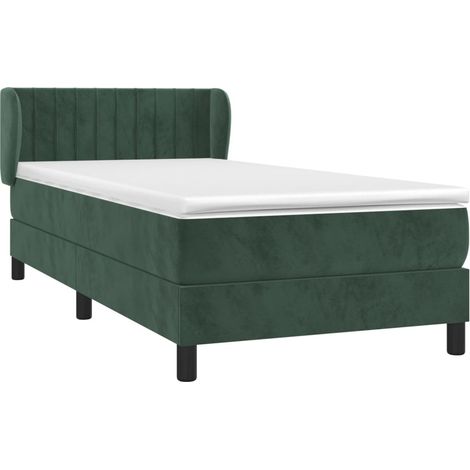 vidaXL Giroletto a Molle con Materasso Verde Scuro 90x200 cm Velluto (1/4)