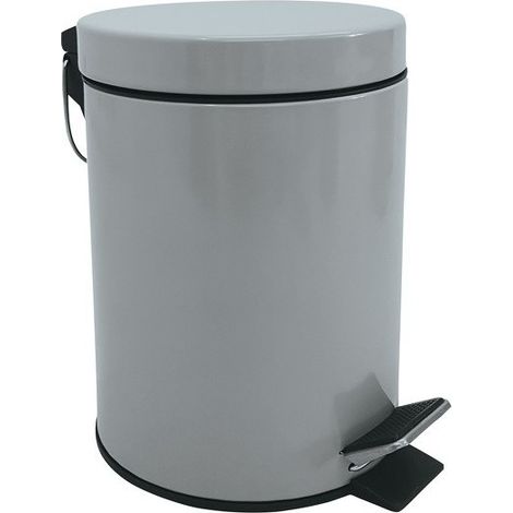 Poubelle à pédale Inox 3L Gris Clair MSV (1/5)