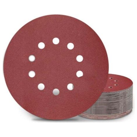 DTEKGAZ - 225-mm-Schleifscheiben – 25er-Packung P180-Pads – 10 Absaugöffnungen – Zum Schleifen von Metall und Hartholz