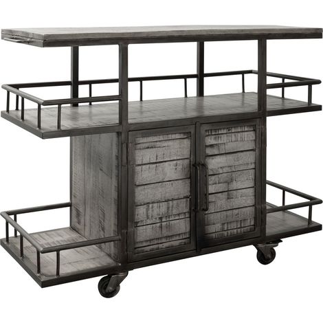 HEAVY INDUSTRY 167 Carrello da servizio in legno di mango e ferro - laccato grigio - 117x46x94