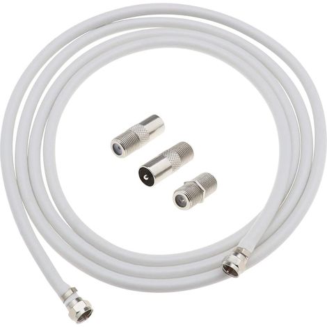 Câble coaxial RG6 blanc avec connecteurs F81/RF pour antenne TV et satellite 1,8 m (1/5)