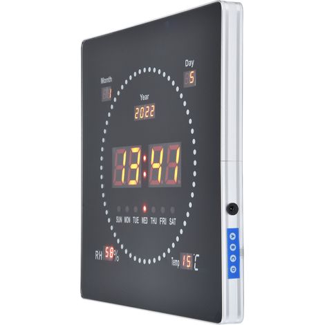 100–240 V Großer LED-Wandwecker mit Kalender, Aufhängelöchern, Digitaluhr für den Haushalt, EU-Stecker (1/5)
