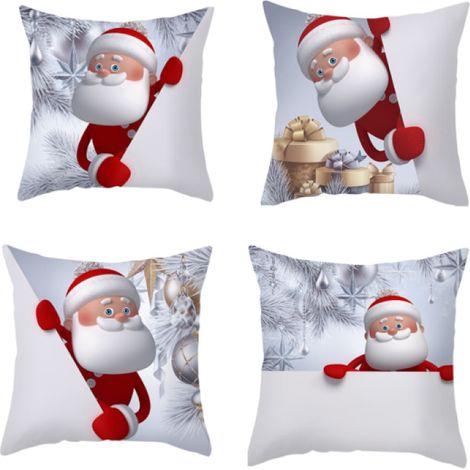 Taies d'oreiller de Noël, housses de coussin décoratives pour canapé, ensemble de 4 pièces