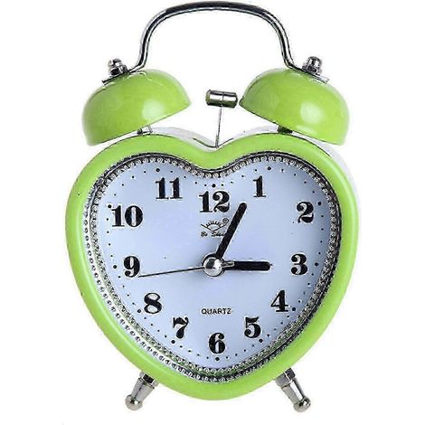 Réveil silencieux en forme de cœur avec veilleuse, idéal pour une chambre de fille - réveil sans tic-tac et fonction snooze, vert clair A-GB (1/5)