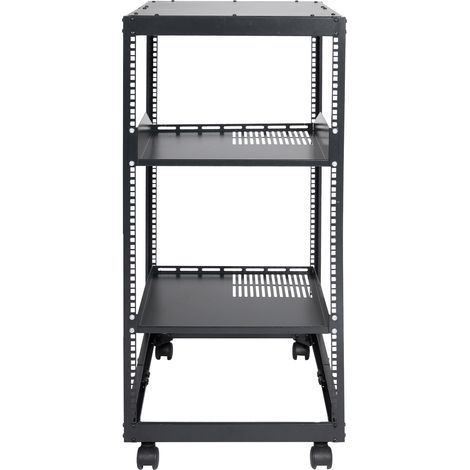 Mophorn rack server a telaio aperto 20U, profondità regolabile 15'' - 40'', supporto indipendente/montaggio a parete, 4 montanti con rotelle, può contenere apparecchiature IT/AV