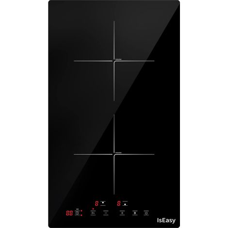 IsEasy Placa de Inducción 2 zonas 3400W 30cm Control táctil,Temporizador-doble fuegos Negra (1/5)