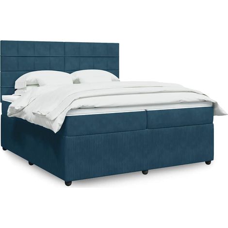 Boxspringbett mit Matratze Blau 200x200 cm Samt (1/5)