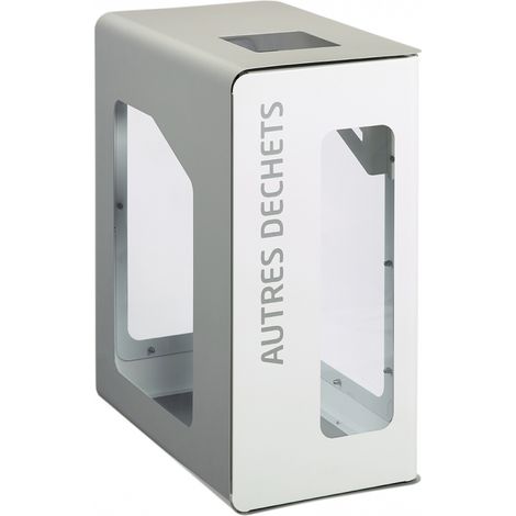 Borne de tri sélectif Cubatri Vigipirate, sans serrure - autres déchets - 90l - blanc / gris clair - RAL 9022 (1/3)