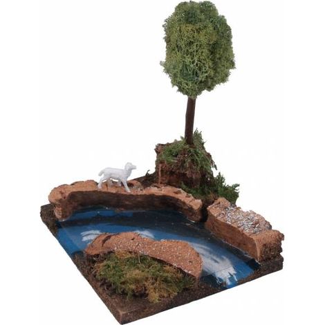 CURVA DI FIUME CON ALBERO 14X14X14CM