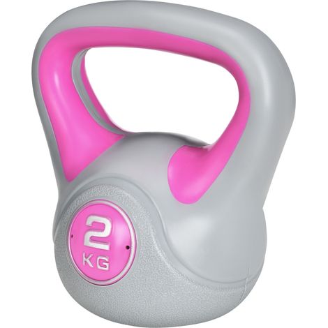 Kettlebell, 2kg Kettle Bells with Handle for Home Gym Weight Lifting Strength Training, Pink Grey (1/5)