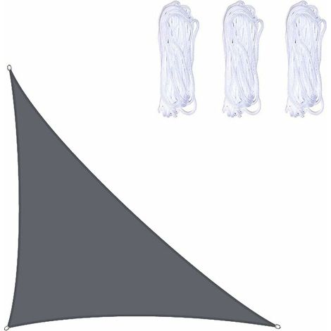 Voile d'ombrage Triangulaire 4x4x5.7m Toile Ombrage Une Protection des Rayons UV pour Extérieur,Terrasse,Jardin - Gris - RWVoile d'ombrage (1/5)