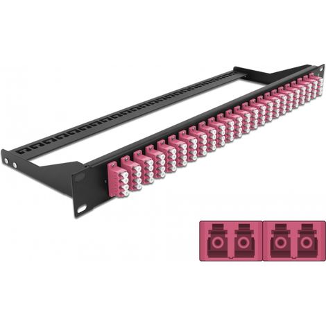 Delock Panel de parches de fibra 19 24 puertos LC Quad violeta