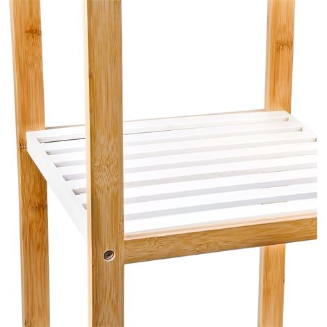 Relaxdays Scaffale da Bagno in Bambù, HLP: 80 x 33 x 34 cm, 3 Ripiani, Mobiletto Salvaspazio Cucina, Naturale Bianco (1/4)