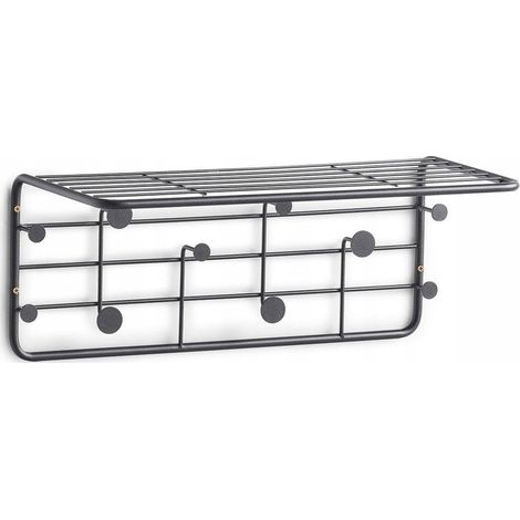 Zeller Appendiabiti in metallo nero con scaffale 51 cm