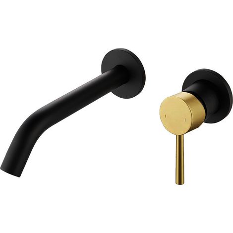 Kibath Grifo Empotrado de Lavabo monomando acabado NEGRO ORO fabricado en latón (1/5)