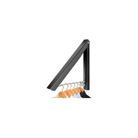 Cintre mural pliable, barre de rangement rétractable pour vêtements, gain de place, pour buanderie, salon, chambre, salle de bain, balcon (Noir, 1) (1/5)
