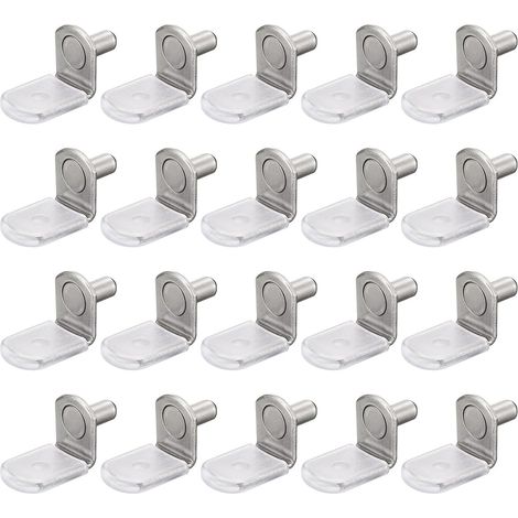 Lot de 25 clous de support d'étagère en L de 5 mm avec manchons en caoutchouc pour étagères de meubles - Argent (1/5)