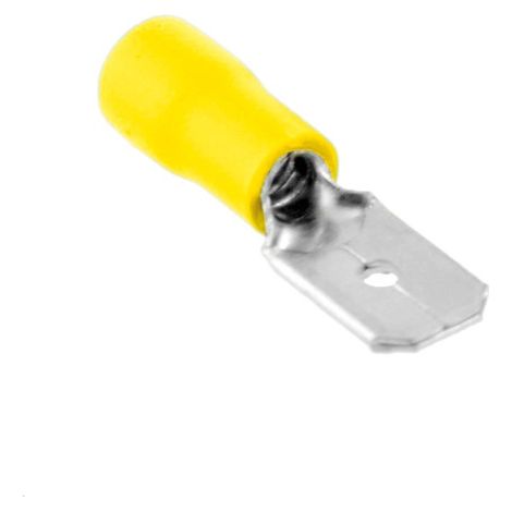 Terminal aislado enchufable macho plano 6,35/4-6mm Amarillo 50 uds
