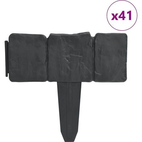 vidaXL Valla para césped aspecto de piedra 41 piezas plástico 10 m (1/2)