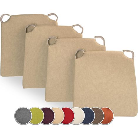 Lot de 4 Coussins de Chaise Trapèze Beige avec Intérieur Extérieur Salon Jardin