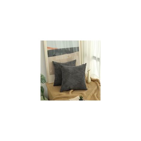 (Gris Foncé) Housse de Coussin lot de 2 housse de coussin en velours 45x45 cm, housse de coussin de canapé en velours côtelé) Housse de Coussin lot de 2 housse de coussin en velours 45x45 cm