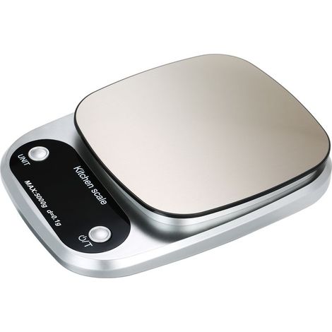 1 balance numérique, précision 0,1 g, capacité 5 kg, rétroéclairage bleu, plateau inox, pour cuisine et laboratoire (1/5)