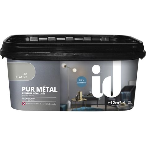 pittura decorativa lavabile metallica "pur metal" platino 2000 ml