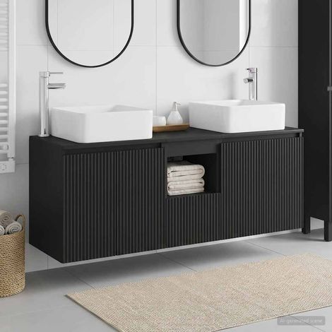 vidaXL Bathroom Cabinet Set 3 pcs Black 135 x 35 x 80 cm (1/5)