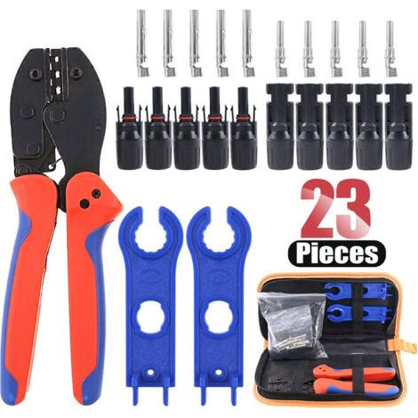 Pr Outils de Sertissage Solaires, 23PCS Kit d'outils de Sertissage Connecteur de Câble Solaire MC4 2,5 à 6 mm² Outils de Sertissage Solaires pour Câble PV de Panneau Solaire (1/5)