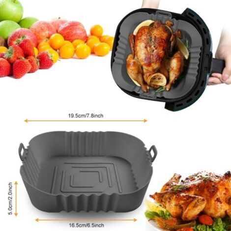Set di 2 contenitori in silicone per friggitrice ad aria, 7,8 pollici – Silicone alimentare – Resistente alle alte temperature – Riutilizzabile – 8 pollici (1/4)