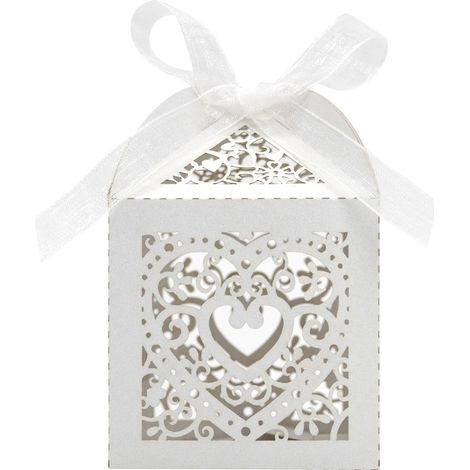 Boîtes à dragées en forme de cage à oiseaux, carton nacré, lot de 100, élégance chic pour les mariages (1/5)