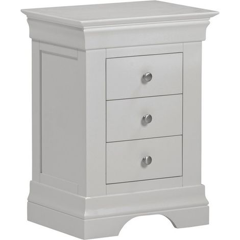 Bordeaux Indoor 3 Drawer Bedside Table - Wood - L38 x W50 x H64 cm - Pebble Grey