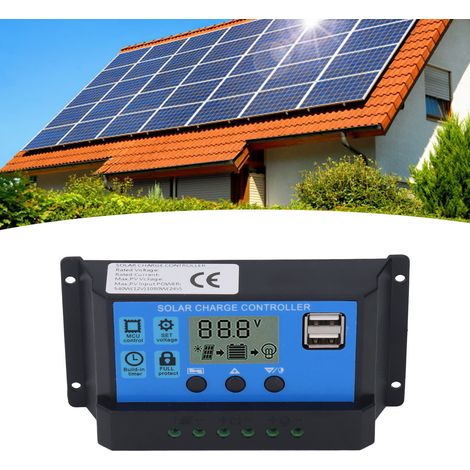 Contrôleur de panneau solaire 12V/24V, régulateur photovoltaïque PWM, chargeur de cellules solaires 40A (1/5)